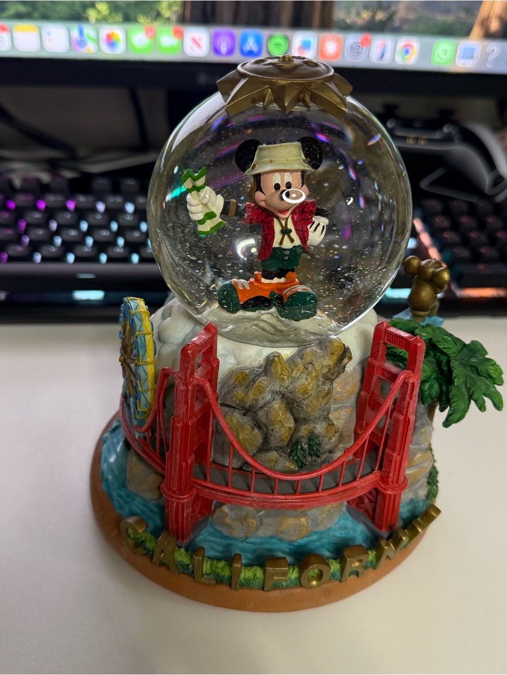 Disney California Adventure Exclusive Musical Snowglobe Mickey Explorer RARE - Picture 2 of 6